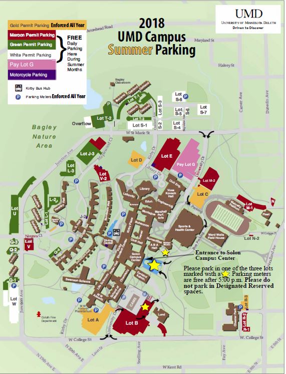 Map of UMD campus and parking locations