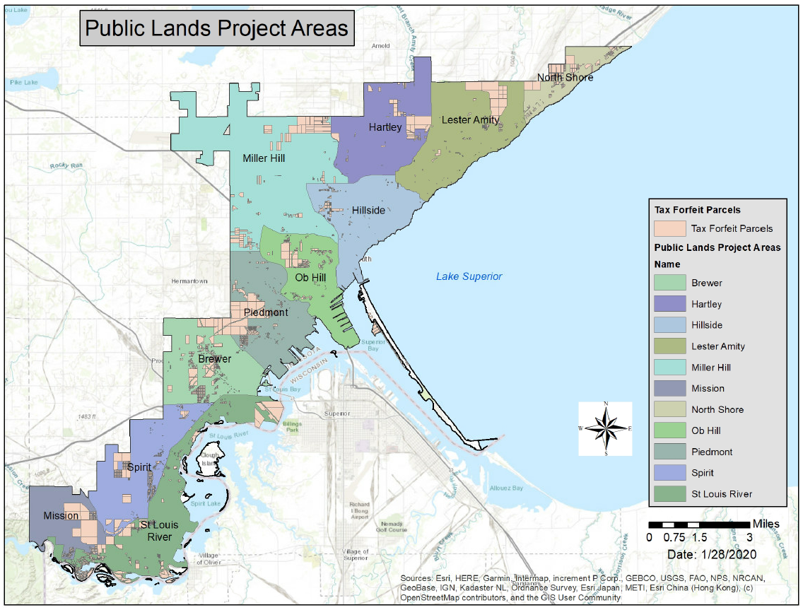 All Tax Forfeit Open Space in the City of Duluth (Shown in Pink