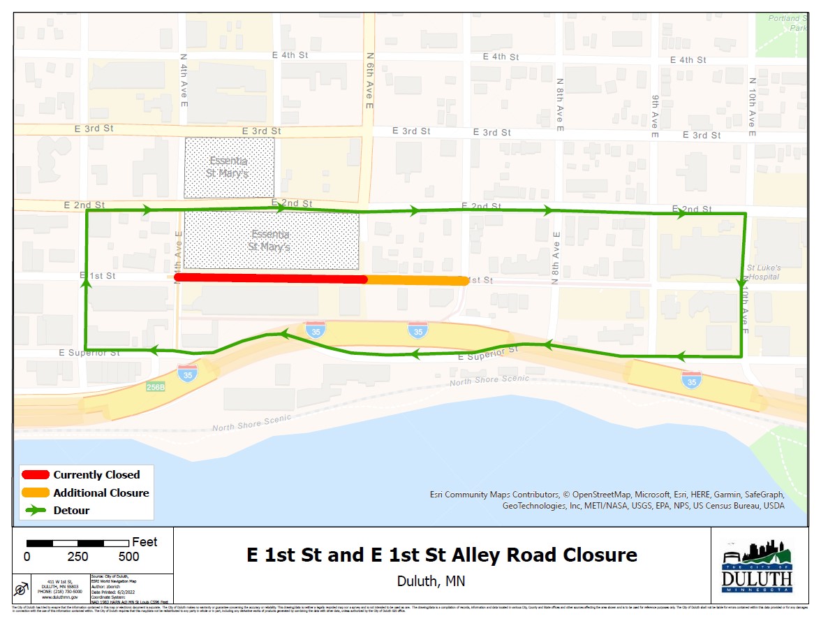 Work area and detour map