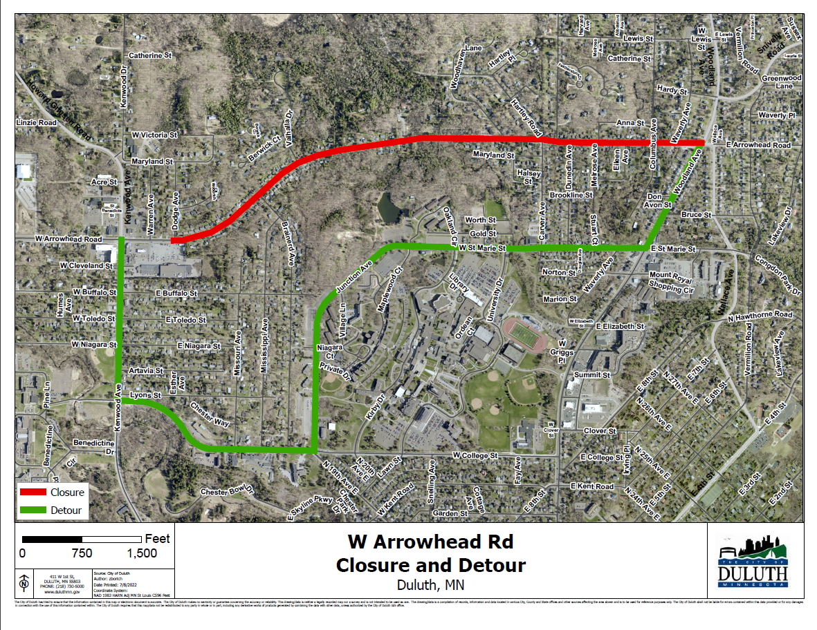 West Arrowhead Road Closure and Detour