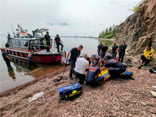 Emergency Crews Packaging the Patient